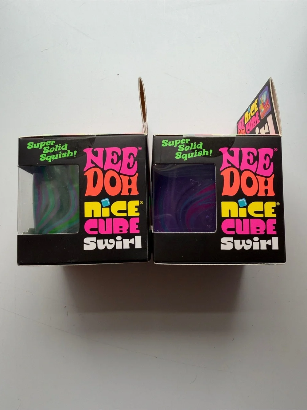 Nice Cube Swirl Super Solid Squish! - Purple & Green + Purple & Blue